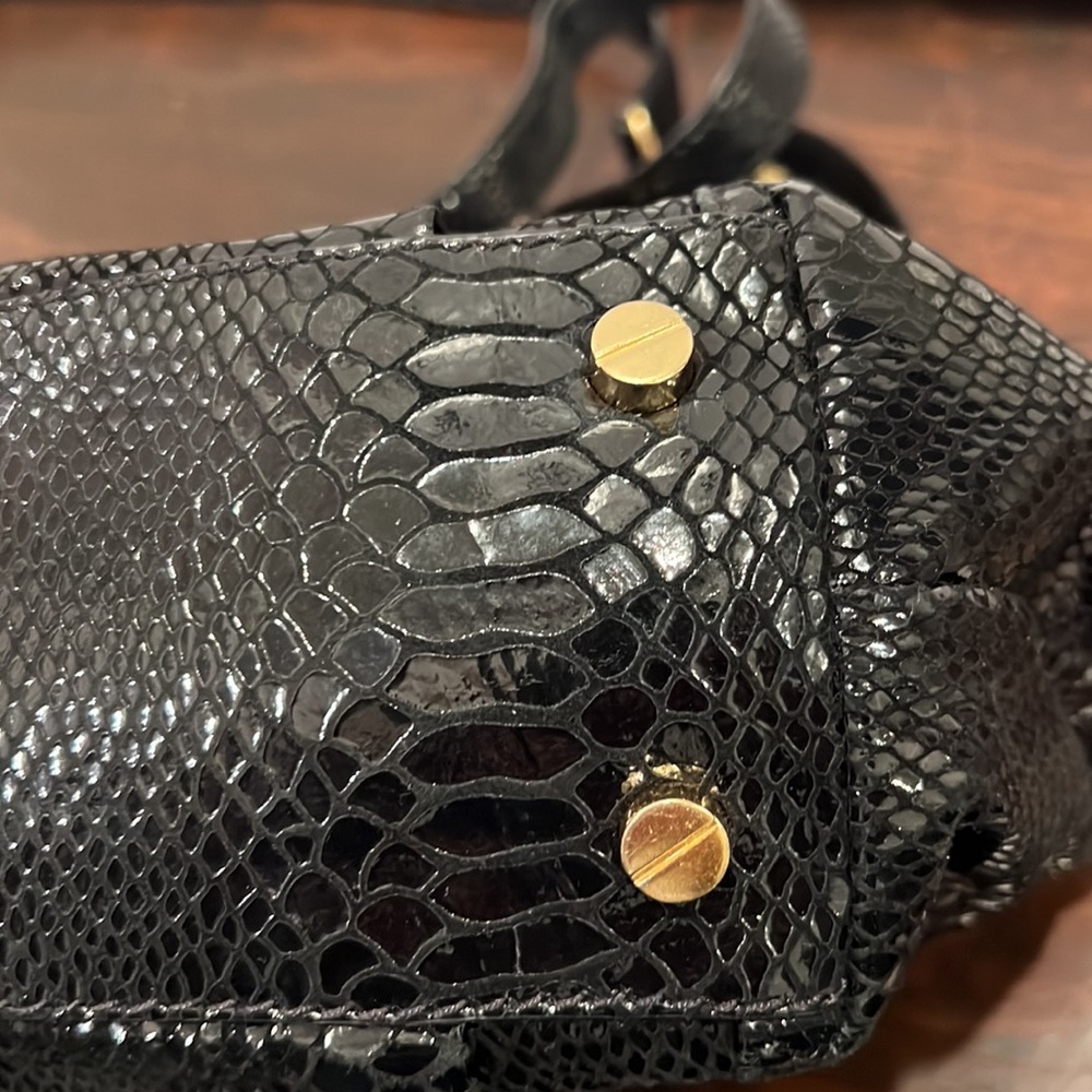 Michael Kors Black Python Pattern & Gold Metal Ac… - image 8